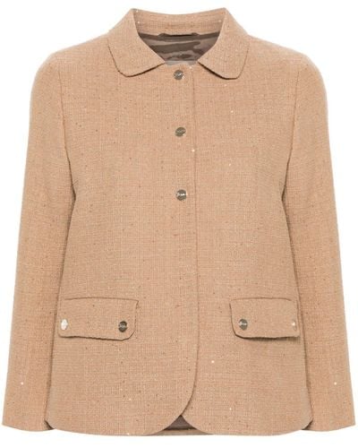 Herno Sequin-embellished Tweed Jacket - Natural