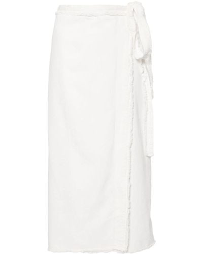Bimba Y Lola Frayed-brim Wrap Midi Skirt - White