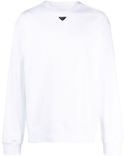 Prada Sweat en coton à logo triangle - Blanc