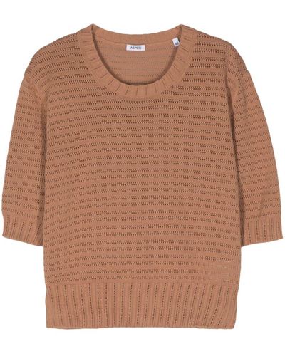Aspesi Open-knit T-shirt - Brown