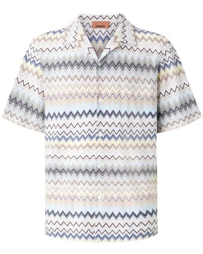 Missoni Camisa bowling con motivo en zigzag - Gris