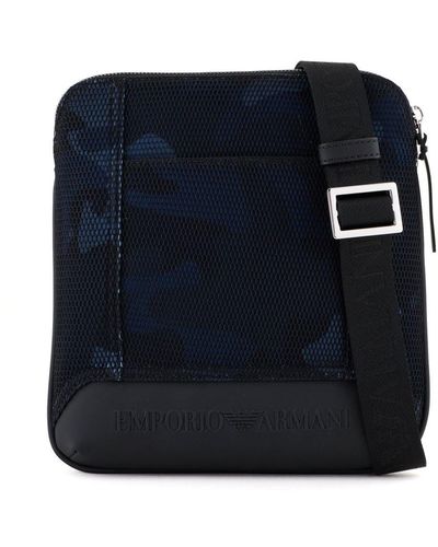 Emporio Armani Camouflage-pattern Messenger Bag - Blue