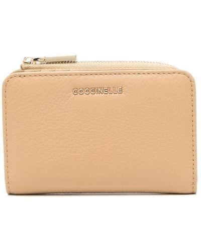 Coccinelle Small Metallic Soft Leather Wallet - Natural