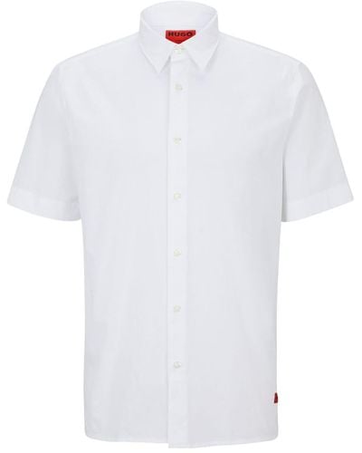 HUGO Ebor Logo-patch Shirt - White