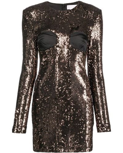 Genny Sequin-embellished Long-sleeved Dress - Black
