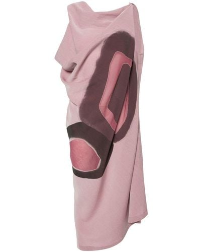 Issey Miyake Asymmetrische Midi-jurk Met Abstracte Print - Roze