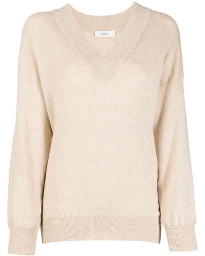 Pringle of Scotland V-neck Long Sleeve Sweater - Natural