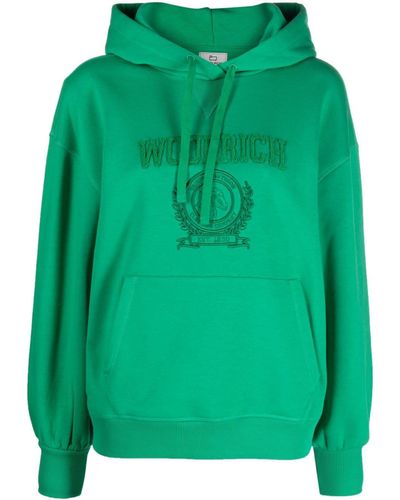 Woolrich Ivy Logo-embroidered Hoodie - Green