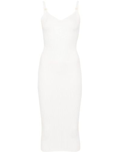Elisabetta Franchi Ribbed-knit Midi Dress - White