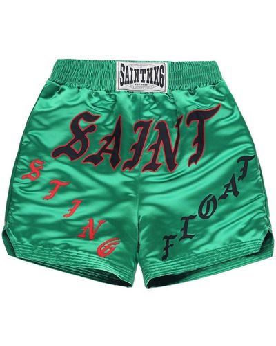 SAINT Mxxxxxx Graphic-print Boxing Shorts - Green