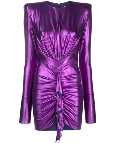 Alexandre Vauthier Vestido corto fruncido con acabado laminado - Morado