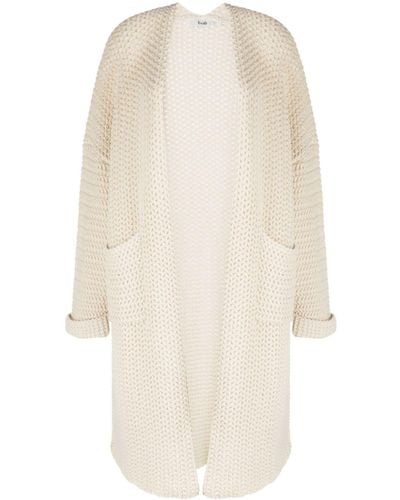 B+ AB Shawl-collar Knitted Cardi-coat - White
