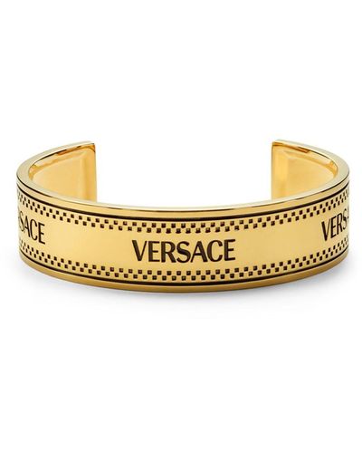 Versace 90s Vintage Logo Cuff Bracelet - Metallic