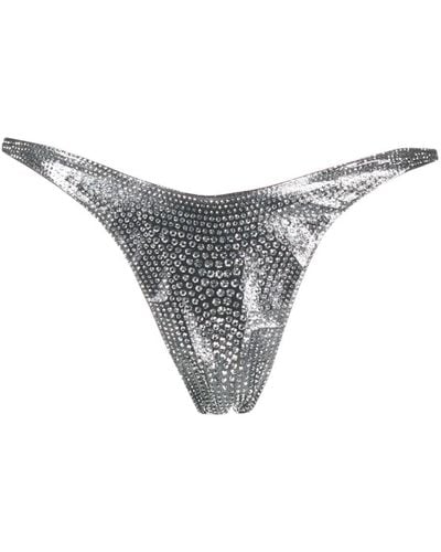 Mugler Bas de bikini à détails de clous - Gris