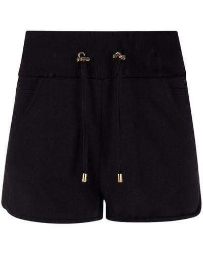 Balmain Logo Print Knit Shorts - Black