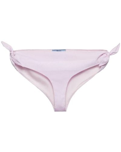 Prada Side-tie Cotton Bikini Bottoms - Pink