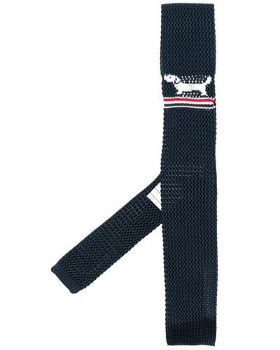 Thom Browne Hector Pointelle Knitted Silk Tie - Blue