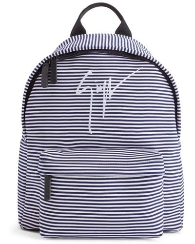 Giuseppe Zanotti Logo-embroidered Striped Backpack - Blue