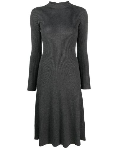 Moncler Logo-appliqué Wool-blend Dress - Black