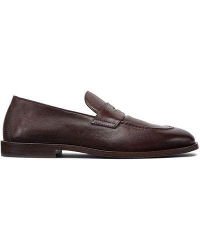 Brunello Cucinelli Strap-detail Leather Loafers - Brown
