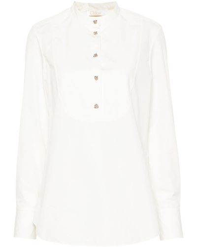 Chloé Camicia con bottoni scolpiti - Bianco