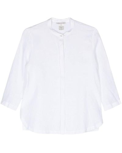 Stefano Mortari Band-collar Linen Shirt - White