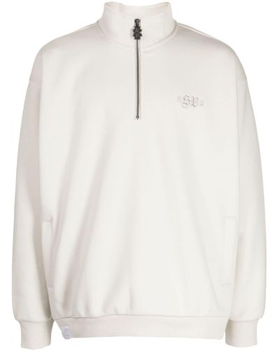 Izzue Logo-embroidered Half-zip Sweatshirt - White