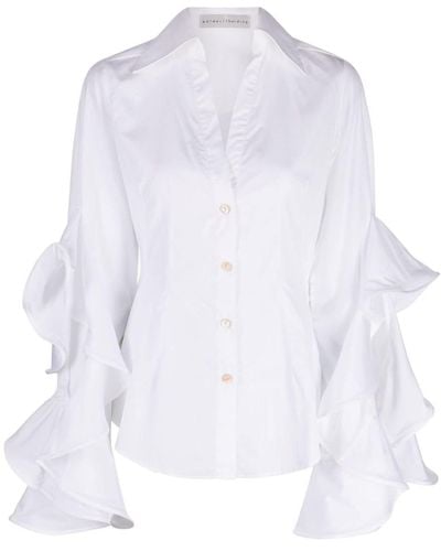 Palmer//Harding Ruffled Cotton Shirt - White