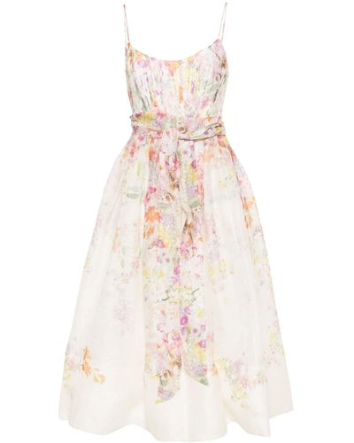 Zimmermann Vestido midi Natura Corset - Blanco