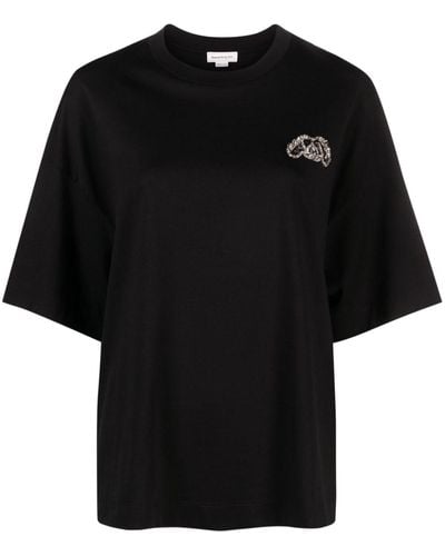 Alexander McQueen Seal Logo Cotton T-shirt - Black