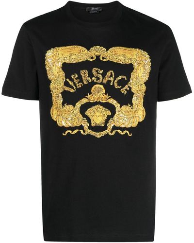 Versace T-Shirt mit Seashell Baroque-Stickerei - Schwarz