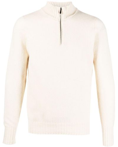Drumohr Ribbed Zipped Sweater - Natural