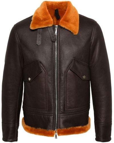Tagliatore Zip-up Leather Jacket - Black
