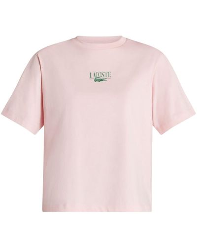 Lacoste Katoenen T-shirt Met Logoprint - Roze