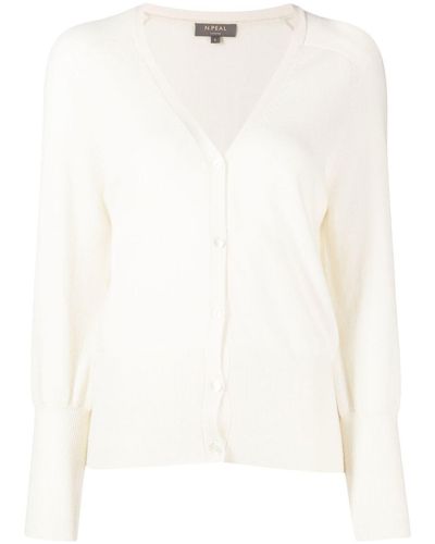 N.Peal Cashmere Cárdigan con cuello en V - Blanco