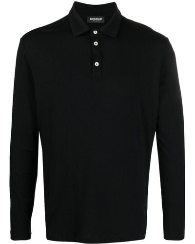 Dondup Long-sleeve Wool-blend Polo Shirt - Black