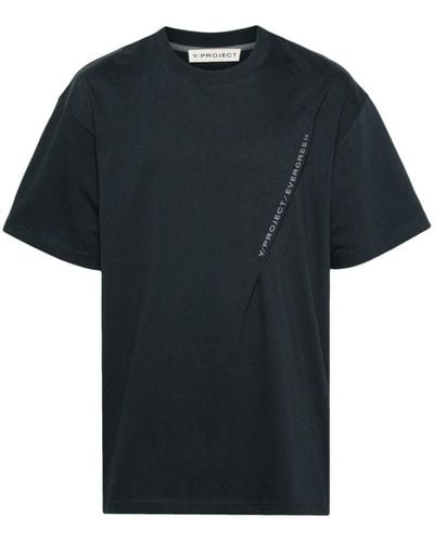 Y. Project T-Shirt mit Faltendetail - Schwarz