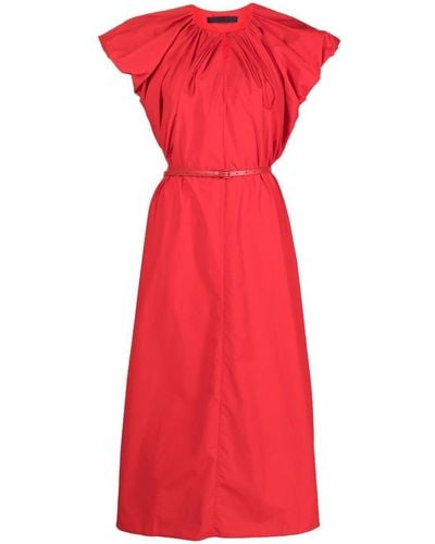 Juun.J Gerafftes Kleid mit Puffärmeln - Rot
