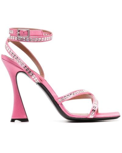 D'Accori Carre 100m Crystal-embellished Sandals - Pink