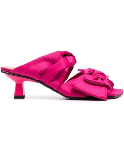Ganni Bow-detail Mules - Pink