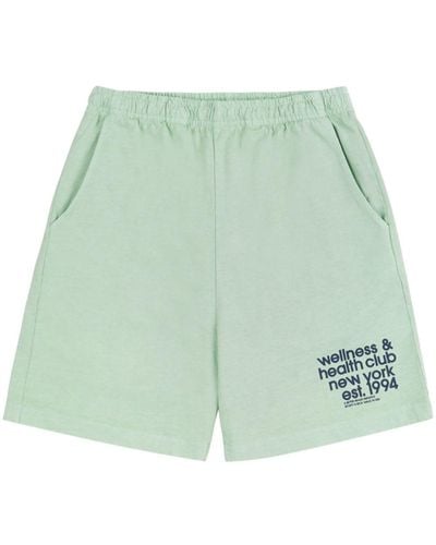 Sporty & Rich Logo-print Elasticated-waist Shorts - Green