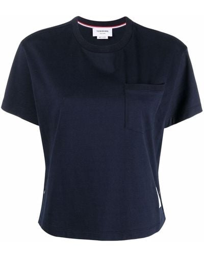 Thom Browne Boxy Fit Cotton T-shirt - Blue