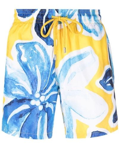 Vilebrequin Floral-print Swim Shorts - Blue