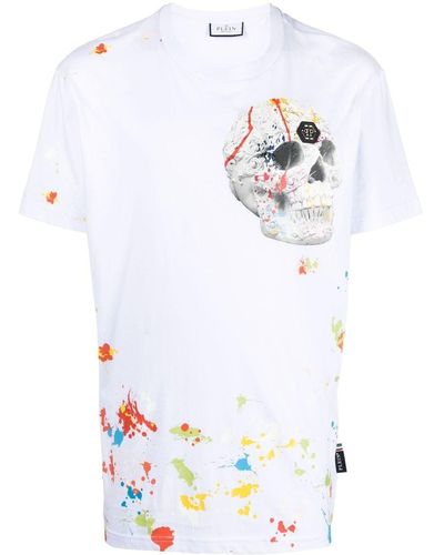 Philipp Plein Dripping Skull Ss T-shirt - White