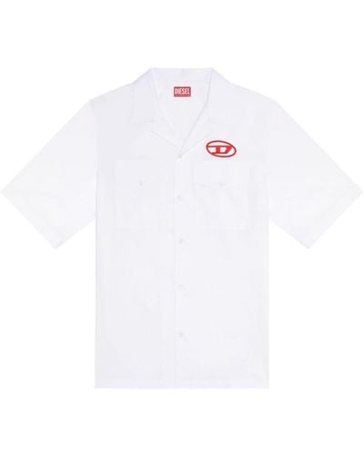 DIESEL Camicia bowling con logo ricamato - Bianco