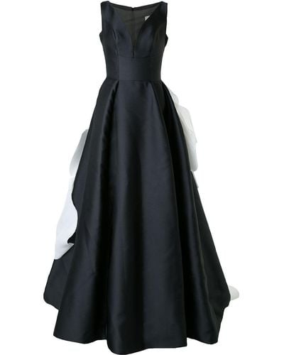 Isabel Sanchis コントラストパネル イブニングドレス - ブラック