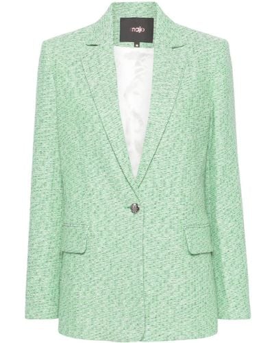 Maje Einreihiger Tweed-Blazer - Grün