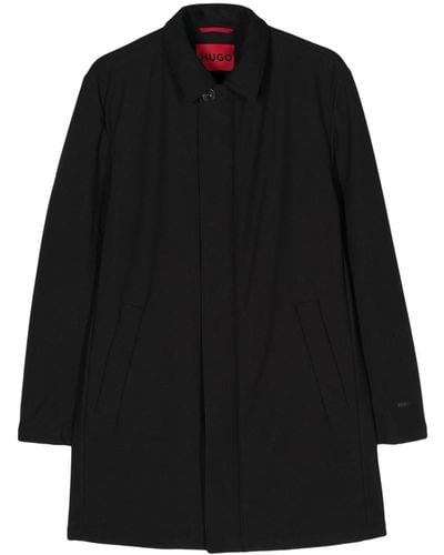 HUGO Manteau mi-long à logo imprimé - Noir