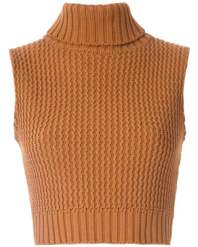 Olympiah Arabe Knitted Cropped Top - Brown