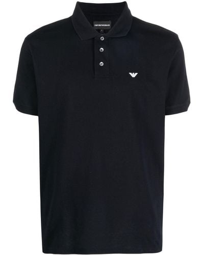 Emporio Armani Embroidered Chest Logo Polo Shirt - Black